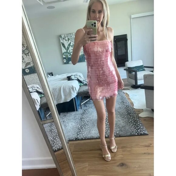 Badgley Mischka Pink Paillette Sequin Mini Cocktail Dress – Women’s Size 6 - Picture 16 of 16